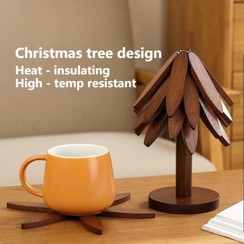 Natural Wood Trivet Set – Heat Resistant & Foldable