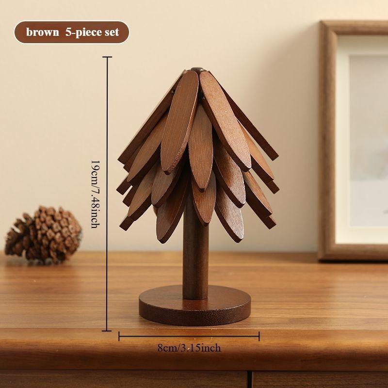 Natural Wood Trivet Set – Heat Resistant & Foldable