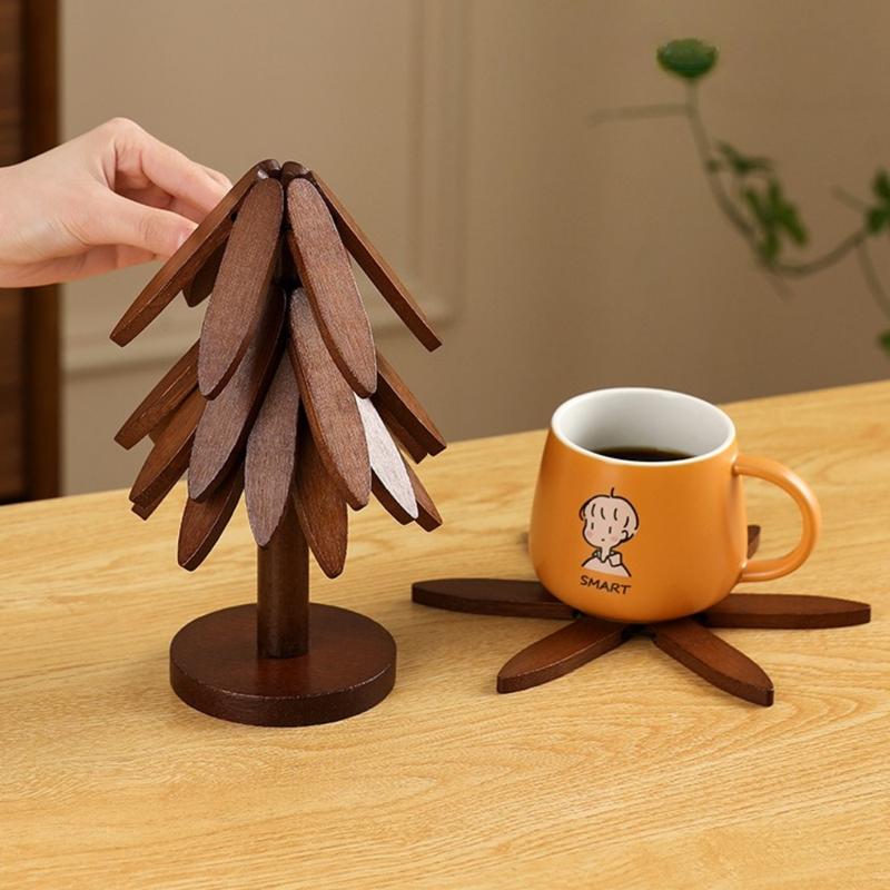 Natural Wood Trivet Set – Heat Resistant & Foldable