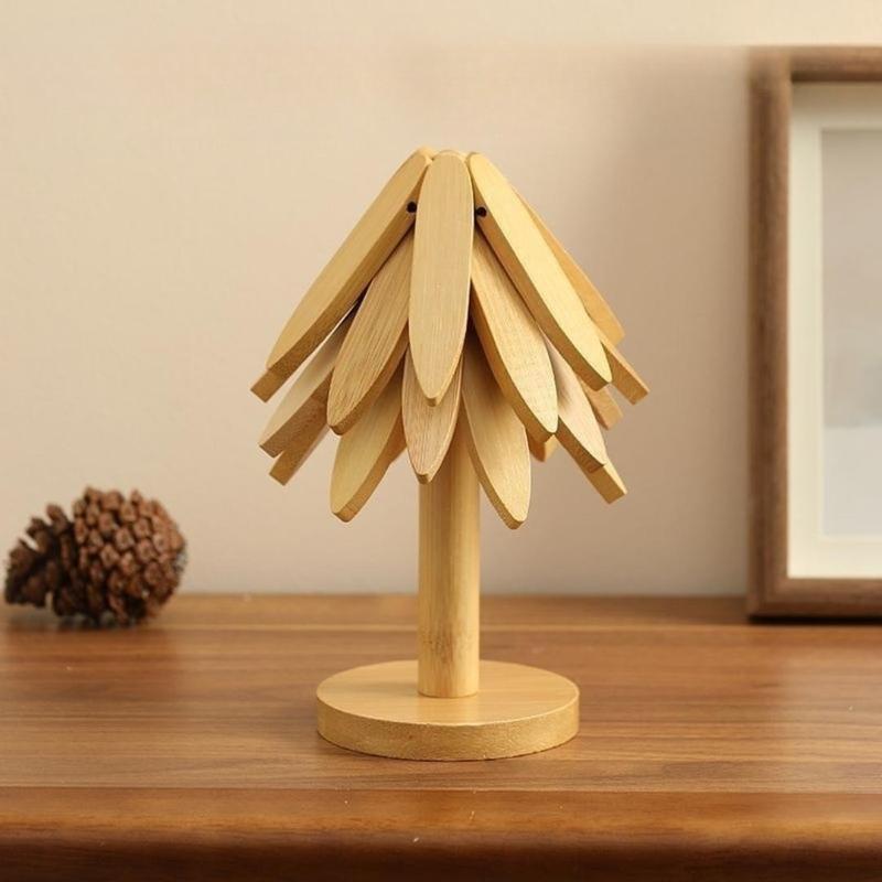 Natural Wood Trivet Set – Heat Resistant & Foldable