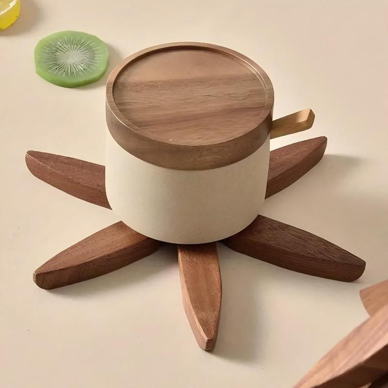 Natural Wood Trivet Set – Heat Resistant & Foldable