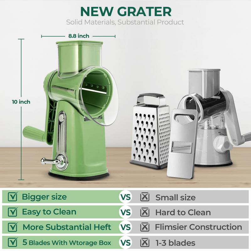 Manual Rotary Cheese Grater & Vegetable Slicer